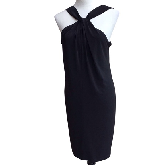 Ciara Sun Woo Black Grecian Style Midi Shift Dress Size Large - Picture 4 of 12